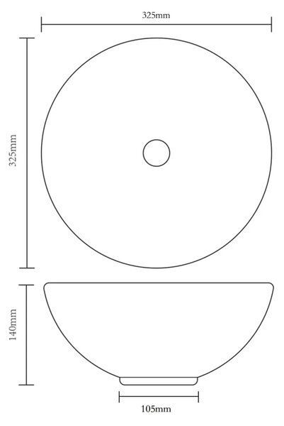 Lavabo - Umivaonik s miješalicom keramički okrugli bijeli - 325 x 140 mm 325 x 140 mm