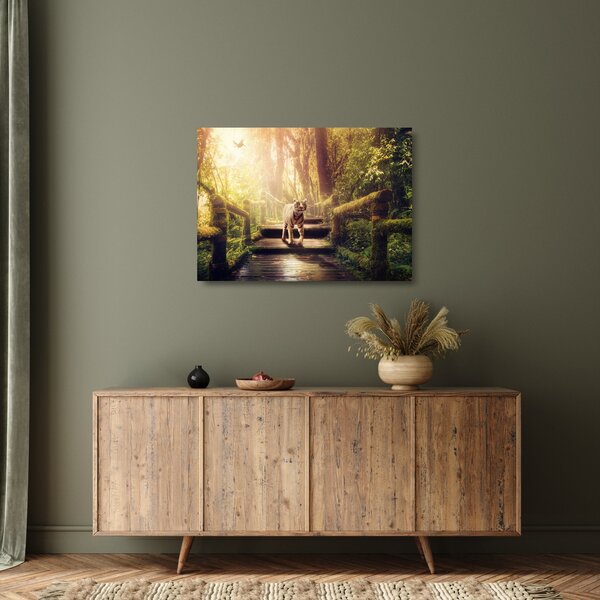 Staklena slika tigra u džungli (70x50 cm)