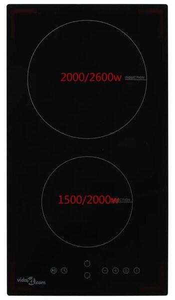 Indukcijska ploča za kuhanje s 2 plamenika staklena 3500 W - 28.8 cm 3500 w 1 28.8 cm