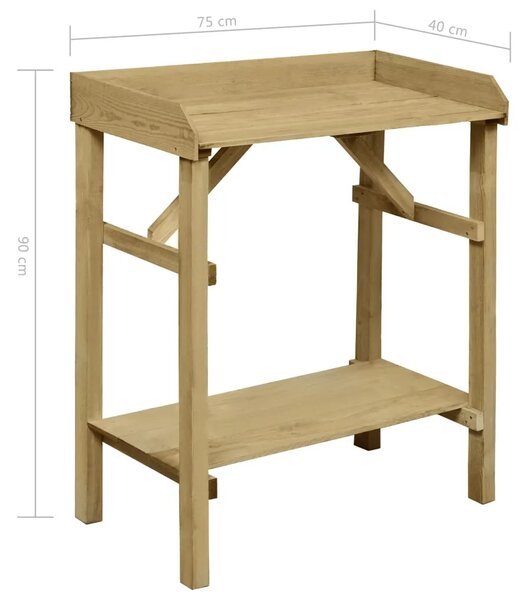 Vrtni stolić za sadnju od impregnirane borovine 75 x 40 x 90 cm