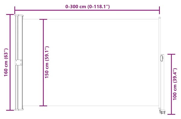 Uvlačiva bočna tenda za terasu 160 x 300 cm siva - Siva 160 x 300 cm 1 Siva