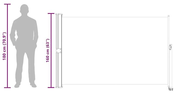 Uvlačiva bočna tenda za terasu 160 x 300 cm siva - Siva 160 x 300 cm 1 Siva