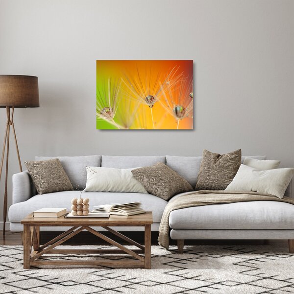 Staklena slika kapljica na biljci (70x50 cm)