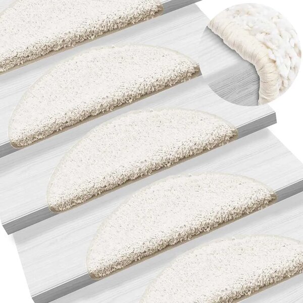 Prostirke za stepenice 15 kom 56x17x3 cm bijele poluokrugle - Bijela 56 x 17 x 3 cm 15 Bijela