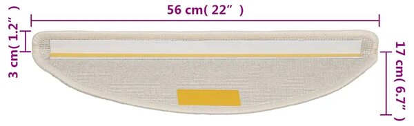 Prostirke za stepenice 15 kom 56x17x3 cm bijele poluokrugle - Bijela 56 x 17 x 3 cm 15 Bijela