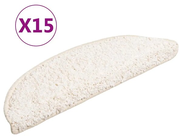 Prostirke za stepenice 15 kom 56x17x3 cm bijele poluokrugle - Bijela 56 x 17 x 3 cm 15 Bijela