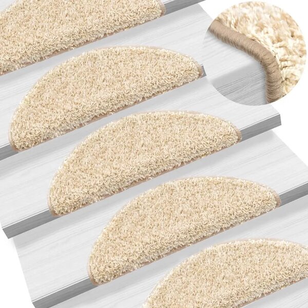 Prostirke za stepenice 15 kom 56x17x3 cm krem poluokrugle - Krema 56 x 17 x 3 cm 15 Krema