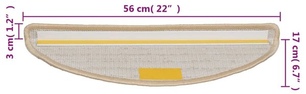 Prostirke za stepenice 15 kom 56x17x3 cm krem poluokrugle - Krema 56 x 17 x 3 cm 15 Krema