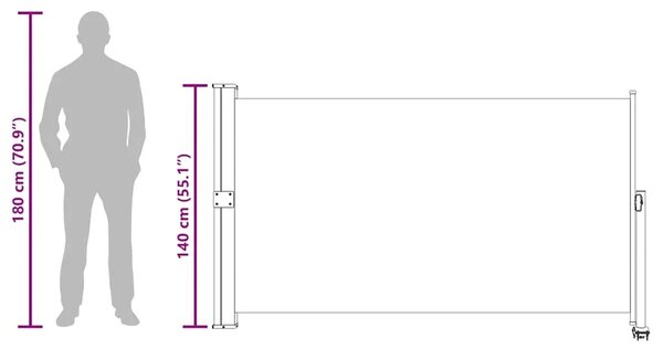 Uvlačiva bočna tenda za terasu 140 x 300 cm krem - Krema 140 x 300 cm 1 Krema