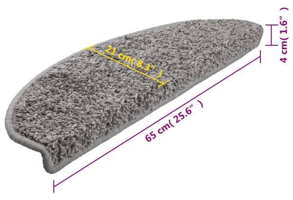Prostirke za stepenice 15 kom 65x21x4 cm sive poluokrugle velike - Siva 65 x 21 x 4 cm 15 Siva