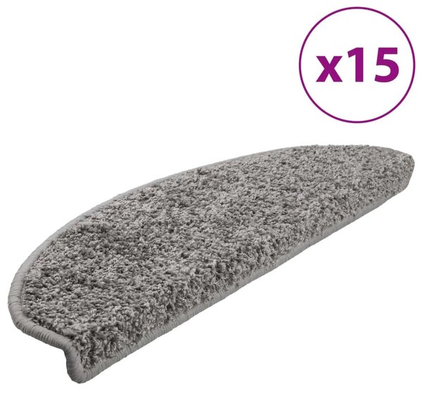 Prostirke za stepenice 15 kom 65x21x4 cm sive poluokrugle velike - Siva 65 x 21 x 4 cm 15 Siva