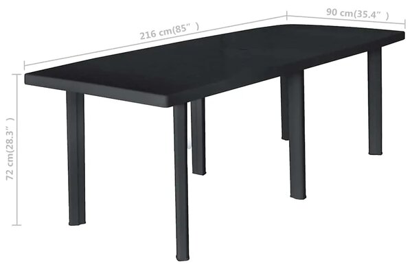 Vrtni stol antracit boje 216 x 90 x 72 cm plastični