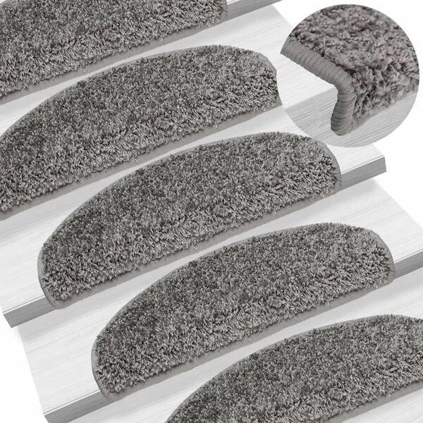 Prostirke za stepenice 15 kom 65x21x4 cm sive poluokrugle velike - Siva 65 x 21 x 4 cm 15 Siva