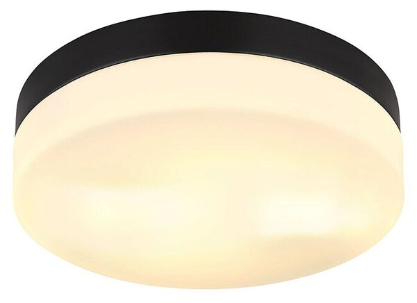 Globo Vanjska zidna i stropna svjetiljka Vranos (40 W, Ø x V: 24 x 6,5 cm, Crna, Opal, IP44)
