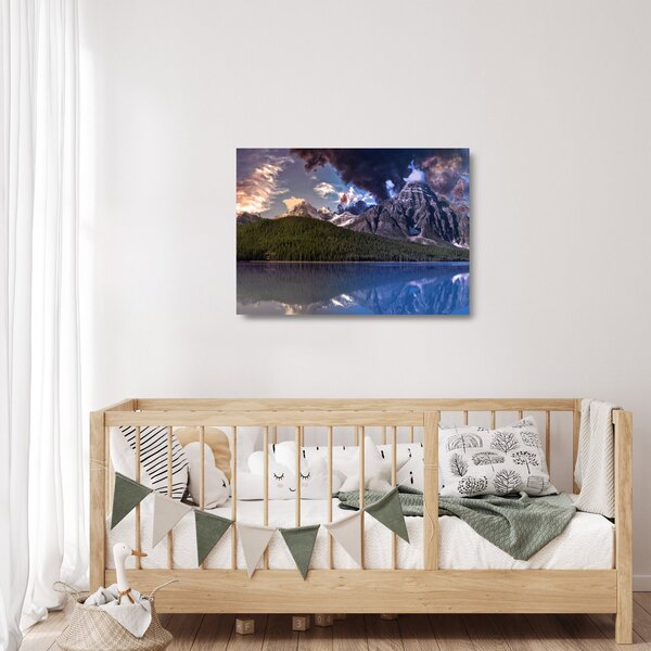 Staklena slika jezera i planina (70x50 cm)