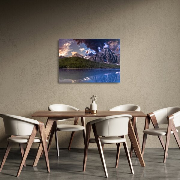 Staklena slika jezera i planina (70x50 cm)