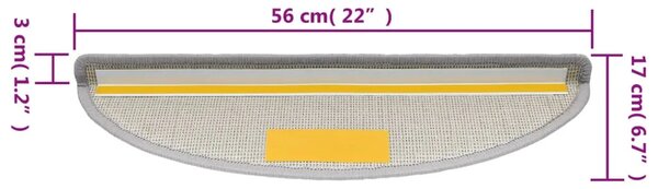 Otirači za stepenice 15 kom svijetlosivi 56 x 17 x 3 cm - Svjetlosiva 56 x 17 x 3 cm 15 Svjetlosiva
