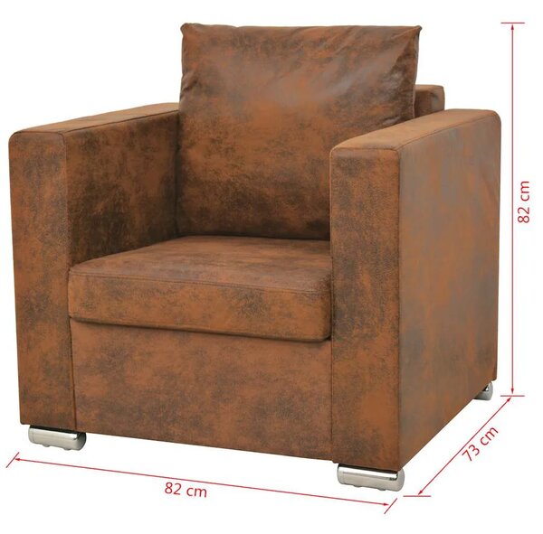 2-dijelni set sofa od umjetne brušene kože - 1 sjedalo + trosjed 1 sjedalo + trosjed