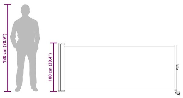 Uvlačiva bočna tenda za terasu 100 x 300 cm siva - Siva 100 x 300 cm 1 Siva