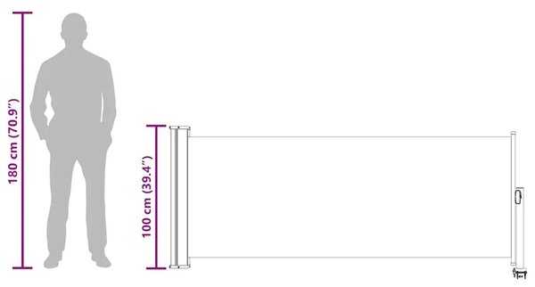 Uvlačiva bočna tenda za terasu 100 x 300 cm krem - Krema 100 x 300 cm 1 Krema