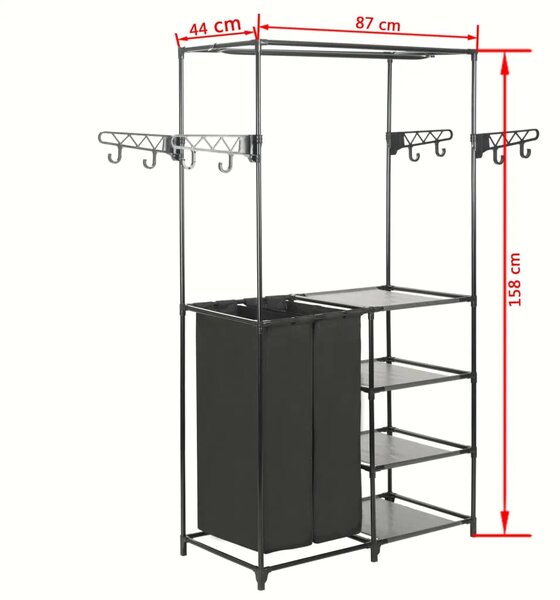 Stalak za odjeću od čelika i netkane tkanine 87x44x158 cm crni