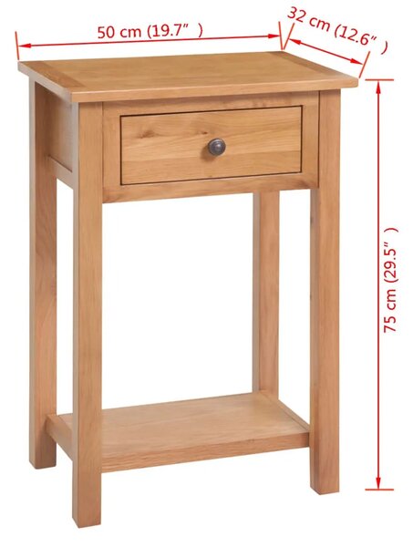 Konzolni stol od masivne hrastovine 50 x 32 x 75 cm
