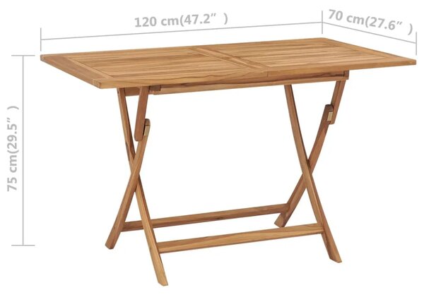 Sklopivi vrtni stol od tikovine 120 x 70 x 75 cm - Smeđa 1 Smeđa