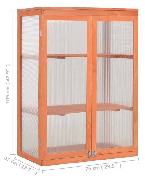 Staklenik od drva 75 x 47 x 109 cm