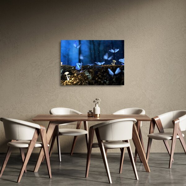 Staklena slika plavih leptira (70x50 cm)