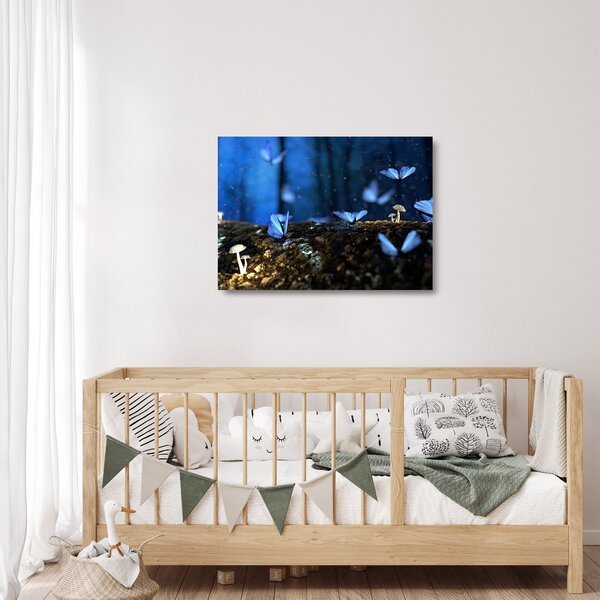Staklena slika plavih leptira (70x50 cm)