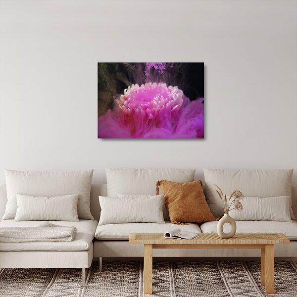 Staklena slika cvijeta u ružičastom dimu (70x50 cm)