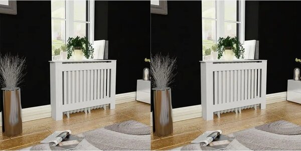 Pokrovi za radijator 2 kom bijeli konstruirano drvo 112 cm - Bijela 112 x 19 x 81.5 cm 2 Bijela