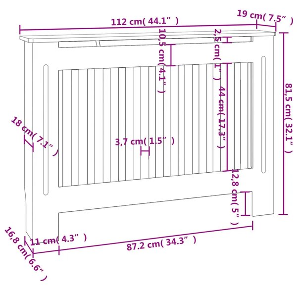Pokrovi za radijator 2 kom bijeli konstruirano drvo 112 cm - Bijela 112 x 19 x 81.5 cm 2 Bijela
