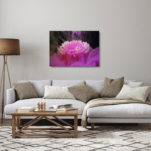 Staklena slika cvijeta u ružičastom dimu (70x50 cm)