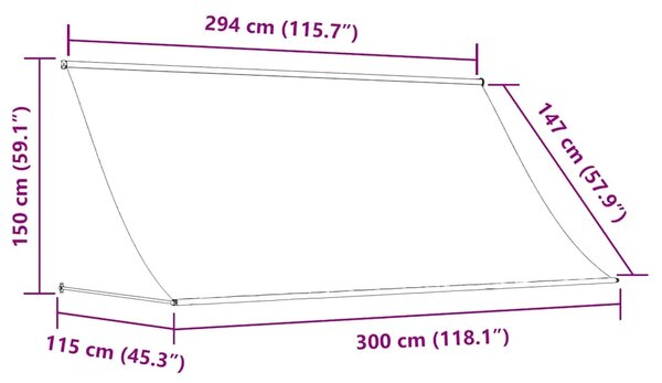 Tenda na uvlačenje 300 x 150 cm krem - Krema 300 x 150 cm 1 Krema