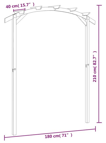 Vrtna pergola od impregnirane borovine 180 x 210 x 40 cm
