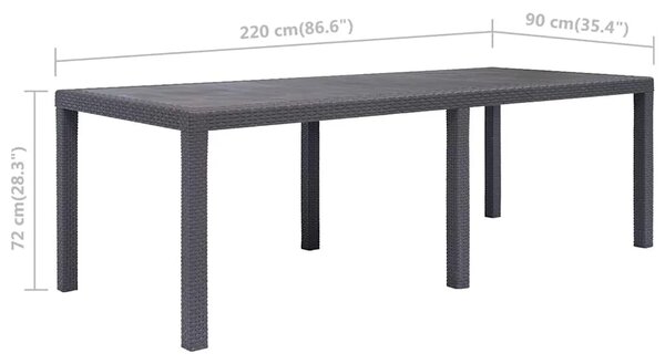 Vrtni stol smeđi 220 x 90 x 72 cm plastika s izgledom ratana - Smeđa 220 x 90 x 72 cm 1 Smeđa