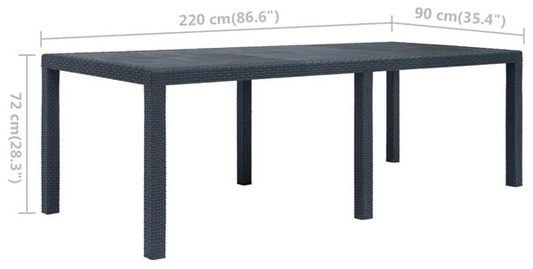 Vrtni stol antracit 220 x 90 x 72 cm plastika s izgledom ratana - Antracit 220 x 90 x 72 cm 1 Antracit