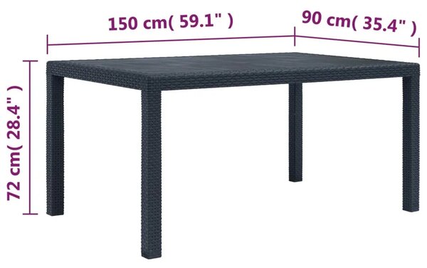 Vrtni stol antracit 150 x 90 x 72 cm plastika s izgledom ratana - Antracit 150 x 90 x 72 cm 1 Antracit