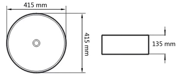 Keramički okrugli Lavabo - Umivaonik 41 5 x 13 5 cm crni - Crna Crna