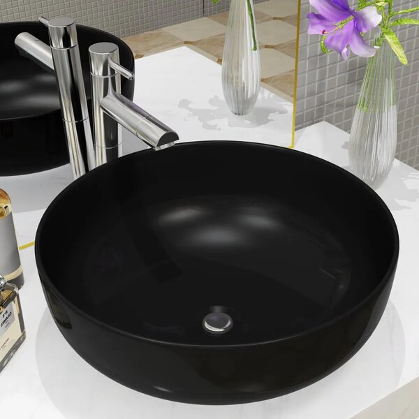 Keramički okrugli Lavabo - Umivaonik 41 5 x 13 5 cm crni - Crna Crna
