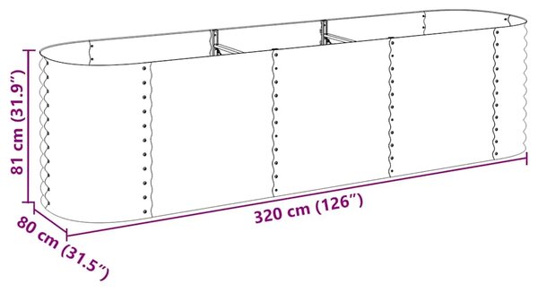 Vrtna sadilica od pocinčanog čelika 320 x 80 x 81 cm siva - Siva 320 x 80 x 81 cm 1 Siva