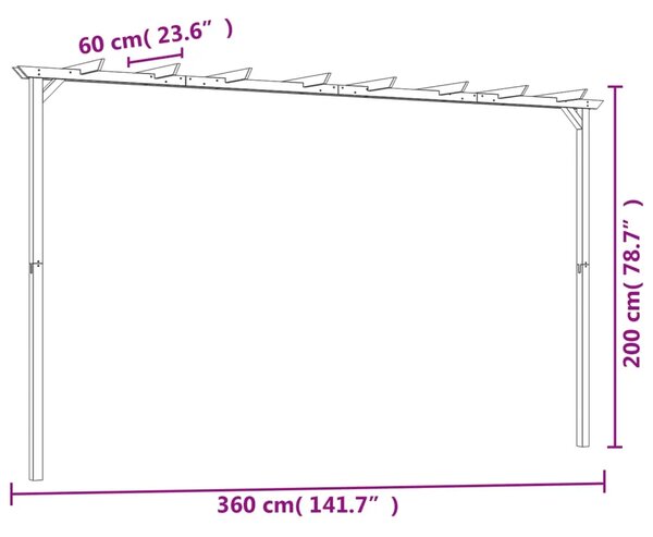 Vrtna pergola od impregnirane borovine 360 x 200 x 60 cm