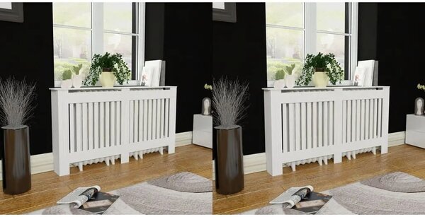 Pokrovi za radijator 2 kom bijeli konstruirano drvo 152 cm - Bijela 152 x 19 x 81.5 cm 2 Bijela