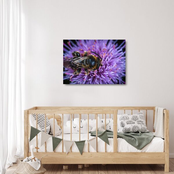 Staklena slika pčele na cvijetu (70x50 cm)