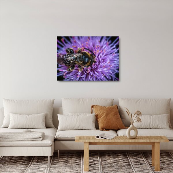 Staklena slika pčele na cvijetu (70x50 cm)