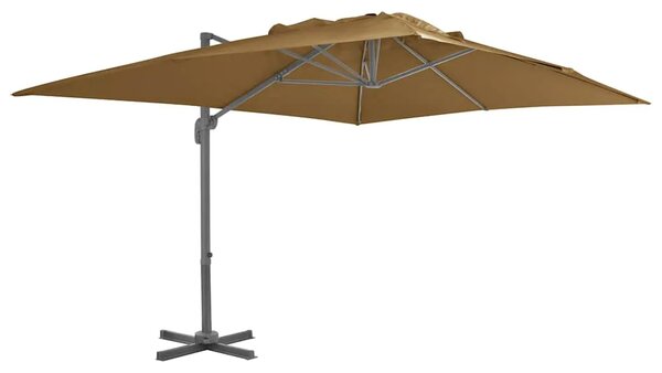 Konzolni vrtni suncobran s aluminijskom šipkom 400x300 cm taupe - Sivo-smeđa 400 x 300 cm 1 8 aluminijskih rebara