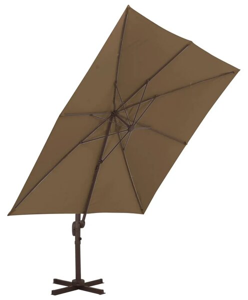 Konzolni vrtni suncobran i aluminijski stup 300x300cm smeđesivi - Sivo-smeđa 300 x 300 cm 1 8 aluminijskih rebara