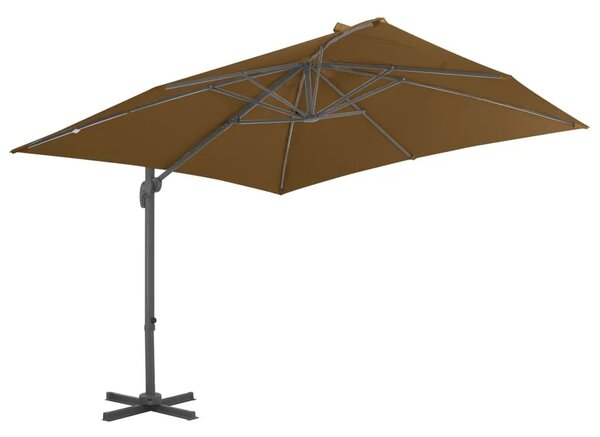 Konzolni vrtni suncobran i aluminijski stup 300x300cm smeđesivi - Sivo-smeđa 300 x 300 cm 1 8 aluminijskih rebara