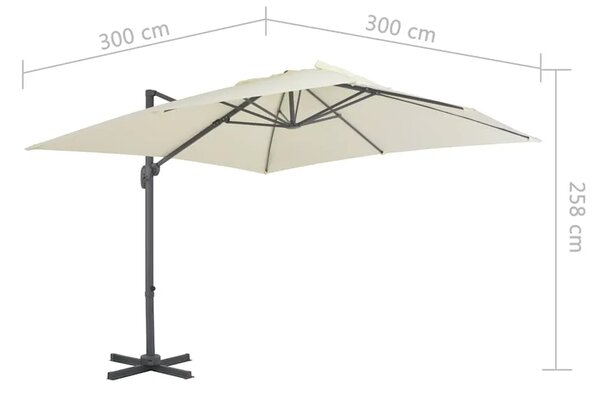 Konzolni vrtni suncobran s aluminijskom šipkom 300x300 cm boje pijeska - Pijesak 300 x 300 cm 1 8 aluminijskih rebara